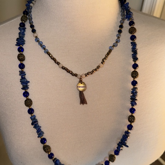 Two Denim Friendly Multi-Color Multi-Bead Coordinating Necklaces - Picture 7 of 16